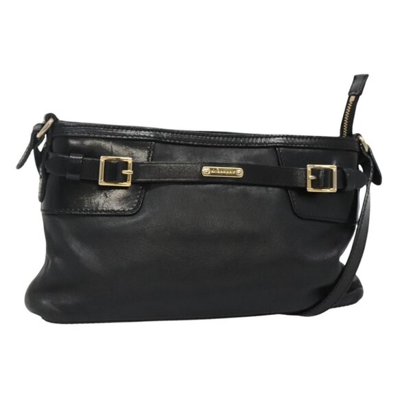 BURBERRY Shoulder Bag Leather Black Auth bs23319 - Picture 1 of 16
